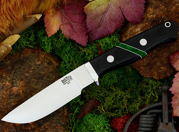 Охотничий нож Bark River Gameskeeper Black Linen Micarta Jade Malachite Охотничий нож Bark River Gameskeeper Black Linen Micarta Jade Malachite