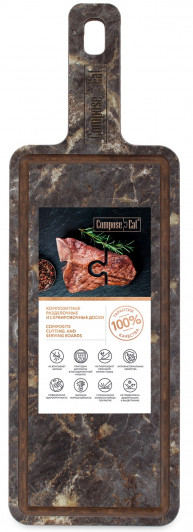 Доска для сервировки с желобом ComposeEat DSJ36123064OA6, 36х12 см, мрамор имперадор темный Доска для сервировки с желобом ComposeEat DSJ36123064OA6, 36х12 см, мрамор имперадор темный