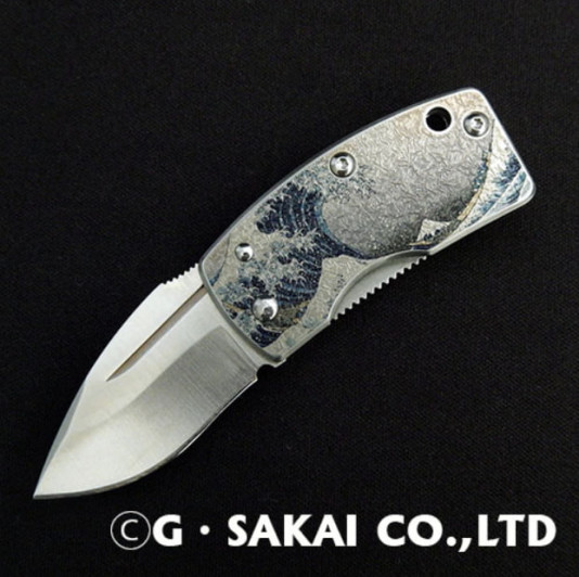 Нож зажим для купюр G.Sakai Ukimon Blue Wave, сталь VG-10, Япония Нож зажим для купюр G.Sakai Ukimon Blue Wave, сталь VG-10, Япония