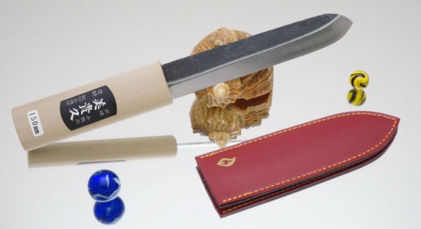 Нож Ikeuchi Makiri ma-3/3 черный 150 мм (кожаные ножны) Нож Ikeuchi Makiri ma-3/3 черный 150 мм (кожаные ножны)