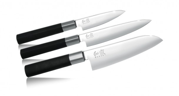 Набор из 3-х кухонных ножей KAI Wasabi Black 67S-310, 100 мм., 150 мм., 165 мм. Набор из 3-х кухонных ножей KAI Wasabi Black 67S-310, 100 мм., 150 мм., 165 мм.