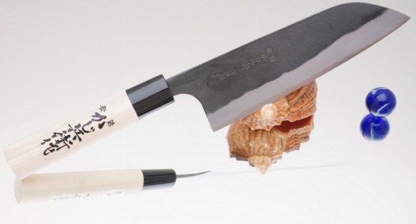 Кухонный нож Kajibee Shirogami Kurouchi Santoku 165 мм Кухонный нож Kajibee Shirogami Kurouchi Santoku 165 мм
