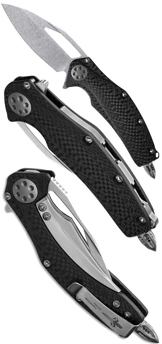 Полуавтоматический нож Microtech Matrix Carbon Fiber Two Tone Stonewash Полуавтоматический нож Microtech Matrix Carbon Fiber Two Tone Stonewash