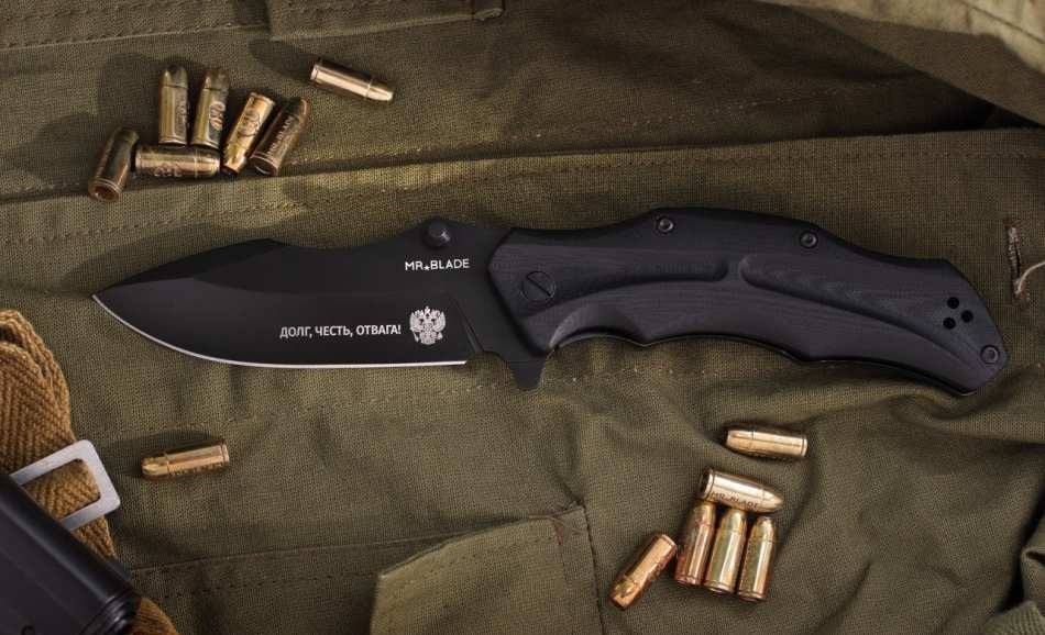 Складной нож Mr.Blade HT-1 Black Долг Честь Отвага Складной нож Mr.Blade HT-1 Black Долг Честь Отвага