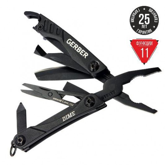 Мультитул Gerber Tactical Mini Multi-Tool Dime Black Box 30-000469, 11 функций Мультитул Gerber Tactical Mini Multi-Tool Dime Black Box 30-000469, 11 функций