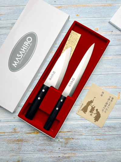 Набор из 2 кухонных ножей: Деба и Янагиба Masahiro Gift 11537, сталь Stainless Steel Набор из 2 кухонных ножей: Деба и Янагиба Masahiro Gift 11537, сталь Stainless Steel