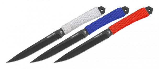 Набор из 3-х спортивных ножей Нокс Триколор, сталь 420HC, рукоять Паракорд Набор из 3-х спортивных ножей Нокс Триколор, сталь 420HC, рукоять Паракорд
