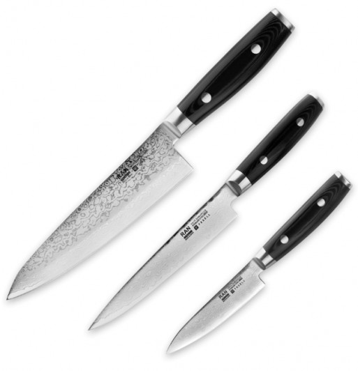 Набор из 3 кухонных ножей «поварская тройка» Yaxell RAN, YA/RAN-1 Набор из 3 кухонных ножей «поварская тройка» Yaxell RAN, YA/RAN-1