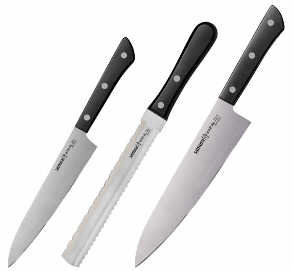 Набор из 3 ножей Samura Harakiri 0023, 0057, 0085 с чёрной рукояткой SHR-0230B Набор из 3 ножей Samura Harakiri 0023, 0057, 0085 с чёрной рукояткой SHR-0230B