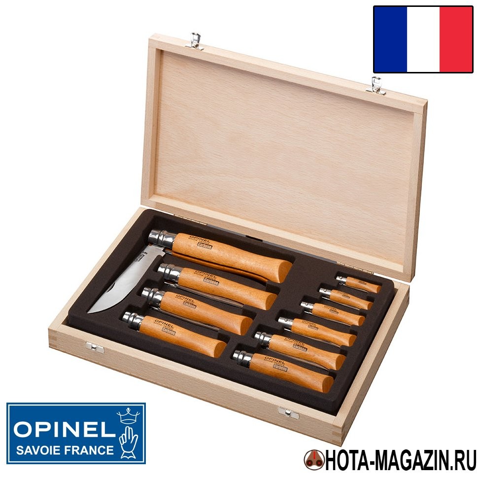 Набор коллекции ножей Opinel Carbon 2-12VRN Набор коллекции ножей Opinel Carbon 2-12VRN
