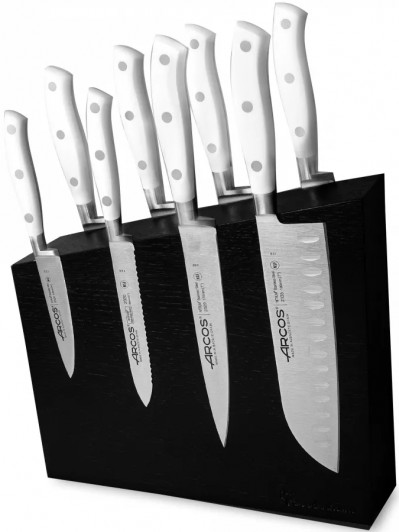 Набор кухонных ножей Arcos Riviera Blanca AR/RB-150423, 8 шт. на подставке из дуба Набор кухонных ножей Arcos Riviera Blanca AR/RB-150423, 8 шт. на подставке из дуба