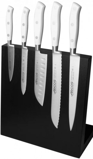 Набор кухонных ножей Arcos Riviera Blanca AR/RB-152223, 5 шт. на подставке из дуба Набор кухонных ножей Arcos Riviera Blanca AR/RB-152223, 5 шт. на подставке из дуба
