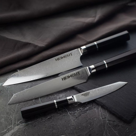 Набор кухонных ножей поварская тройка, серия Octa Damascus, HC/OCTA-3-SET, HEIMCUT, Россия Набор кухонных ножей поварская тройка, серия Octa Damascus, HC/OCTA-3-SET, HEIMCUT, Россия