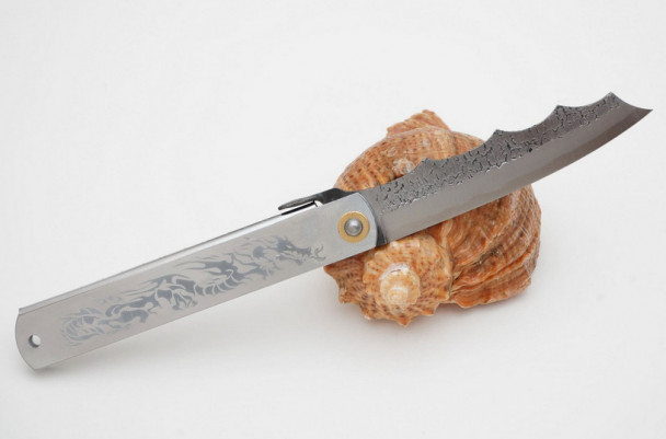 Складной нож Nagao Higonokami, Ryubu - Dragon, Aogami Super (Blue Sleel), Plating, 100мм, арт. HPDA-100Silver Складной нож Nagao Higonokami, Ryubu - Dragon, Aogami Super (Blue Sleel), Plating, 100мм, арт. HPDA-100Silver