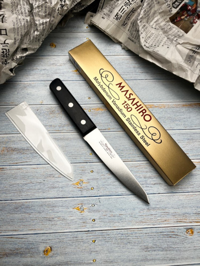 Нож кухонный Хонесуки Masahiro MV black plywood 14008, лезвие 145 мм., сталь MBS-26 Нож кухонный Хонесуки Masahiro MV black plywood 14008, лезвие 145 мм., сталь MBS-26