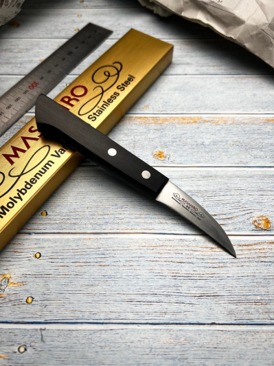 Нож кухонный Овощной Masahiro MV black plywood 14000, лезвие 60 мм., сталь MBS-26 Нож кухонный Овощной Masahiro MV black plywood 14000, лезвие 60 мм., сталь MBS-26