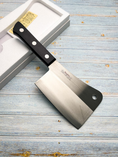 Нож кухонный Топорик Masahiro MV black plywood 14092, лезвие 158 мм., сталь MBS-26 Нож кухонный Топорик Masahiro MV black plywood 14092, лезвие 158 мм., сталь MBS-26