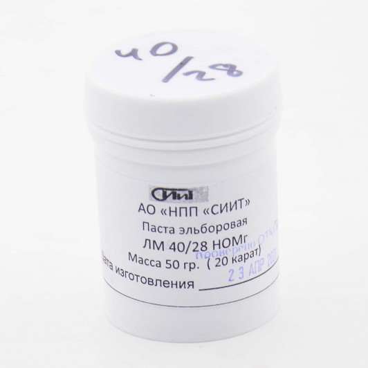 Паста эльборовая ЛМ 40/28 НОМГ, 360 grit, СИИТ, банка 50гр Паста эльборовая ЛМ 40/28 НОМГ, 360 grit, СИИТ, банка 50гр