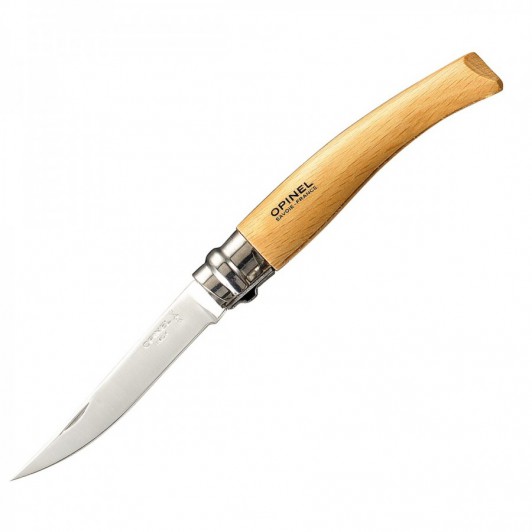 Складной филейный нож Opinel №8, нержавеющая сталь, дерево бук, 80 мм. Складной филейный нож Opinel №8, нержавеющая сталь, дерево бук, 80 мм.