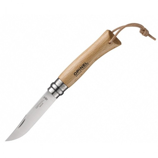 Складной нож Opinel №7, нержавеющая сталь, бук, кожанный темляк, 80 мм. Складной нож Opinel №7, нержавеющая сталь, бук, кожанный темляк, 80 мм.