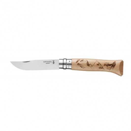 Складной нож Opinel №8 Alpine adventures, нержавеющая сталь, дуб, гравировка пеший туризм, 85 мм. Складной нож Opinel №8 Alpine adventures, нержавеющая сталь, дуб, гравировка пеший туризм, 85 мм.
