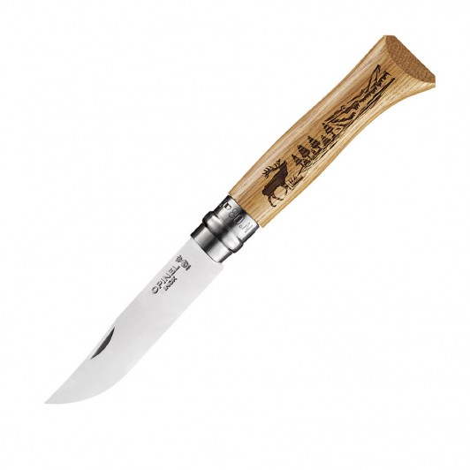 Складной нож Opinel №8, нержавеющая сталь, дуб, гравировка олень, 85 мм. Складной нож Opinel №8, нержавеющая сталь, дуб, гравировка олень, 85 мм.