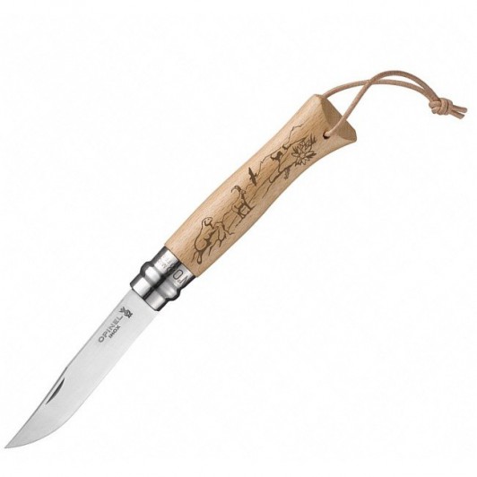 Складной нож Opinel №8 Trekking, нержавеющая сталь, дуб, гравировка сурок, козел и эдельвейс, 85 мм. Складной нож Opinel №8 Trekking, нержавеющая сталь, дуб, гравировка сурок, козел и эдельвейс, 85 мм.