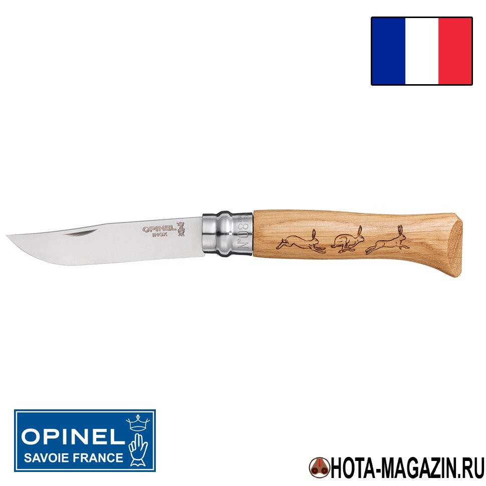 Складной нож с рисунком зайца Opinel Animalia 8VRI (ручка дуб), 8,5 см. Складной нож с рисунком зайца Opinel Animalia 8VRI (ручка дуб), 8,5 см.