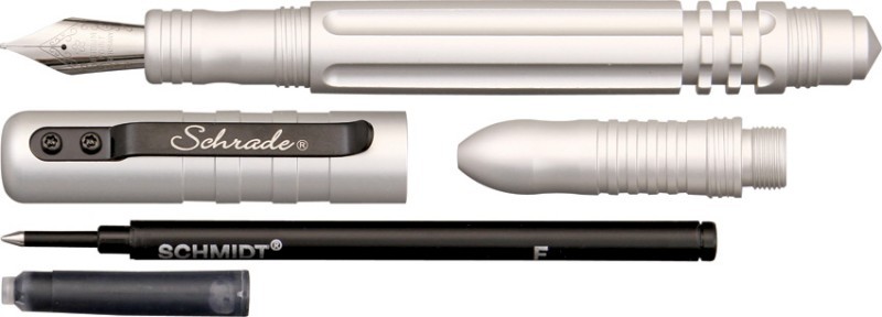Тактическая ручка перьевая Schrade Fountain and Roller Ball Silver SCPEN3S Тактическая ручка перьевая Schrade Fountain and Roller Ball Silver SCPEN3S