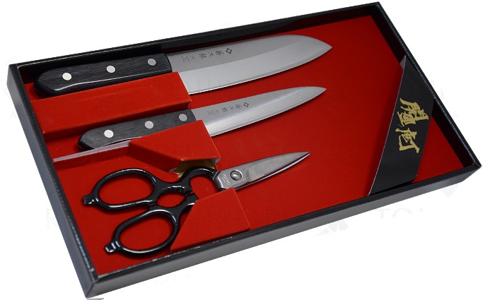 Набор из 2-х ножей и кухонных ножниц Tojiro Giftset FT-013 Набор из 2-х ножей и кухонных ножниц Tojiro Giftset FT-013