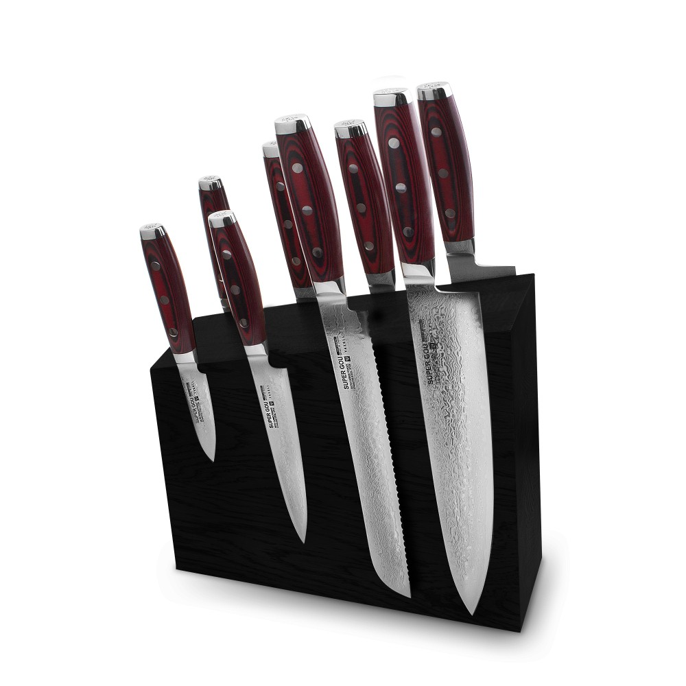 Набор из 8 ножей на подставке из дуба Yaxell YA/SGOU-KS004SOBL, Gou 161 Набор из 8 ножей на подставке из дуба Yaxell YA/SGOU-KS004SOBL, Gou 161
