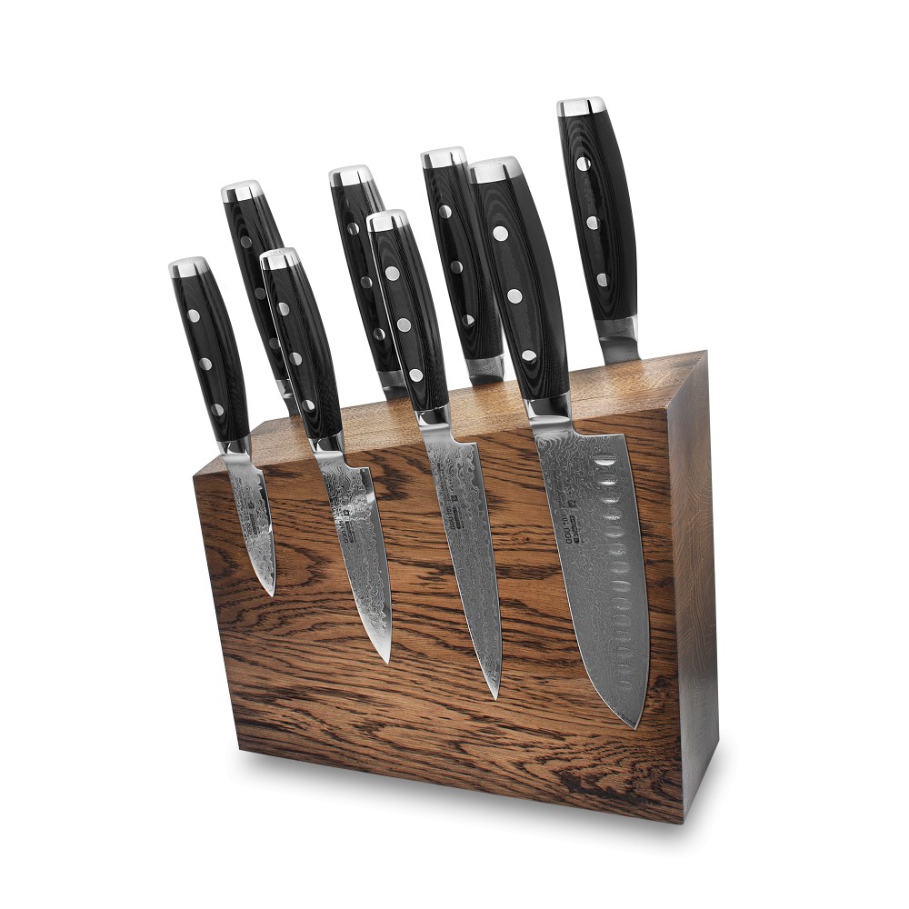 Набор из 8 ножей на подставке из дуба Yaxell YA/GOU-KS004SOB, Gou 101 Набор из 8 ножей на подставке из дуба Yaxell YA/GOU-KS004SOB, Gou 101
