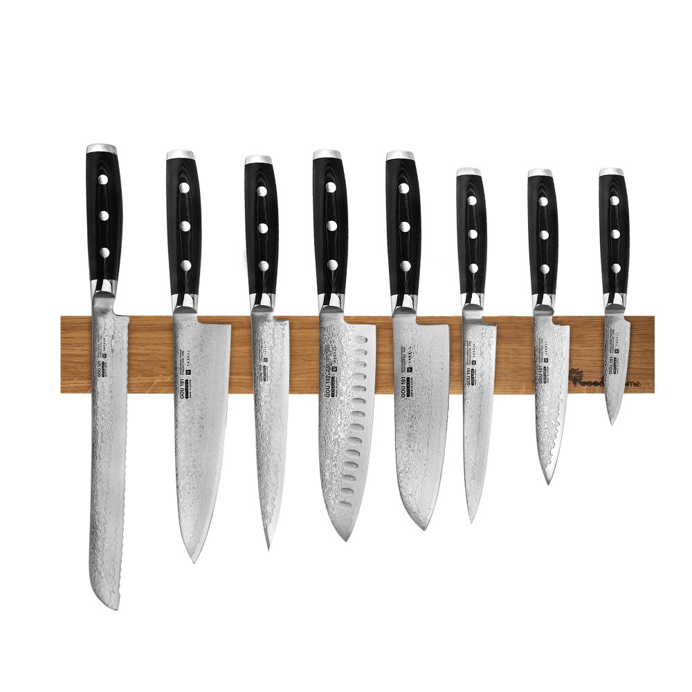 Набор из 8 ножей на магнитном держателе из дуба Yaxell YA/GOU-KS010SON, Gou 101 Набор из 8 ножей на магнитном держателе из дуба Yaxell YA/GOU-KS010SON, Gou 101