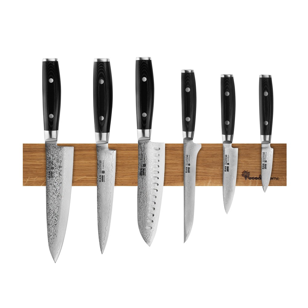 Набор из 6 кухонных ножей на магнитном держателе из дуба Yaxell YA/RAN-KS001SON Набор из 6 кухонных ножей на магнитном держателе из дуба Yaxell YA/RAN-KS001SON