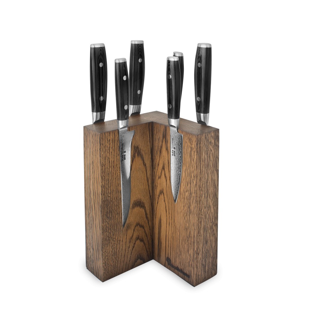Набор из 6 кухонных ножей на подставке из дуба Yaxell YA/RAN-KS003SOB Набор из 6 кухонных ножей на подставке из дуба Yaxell YA/RAN-KS003SOB