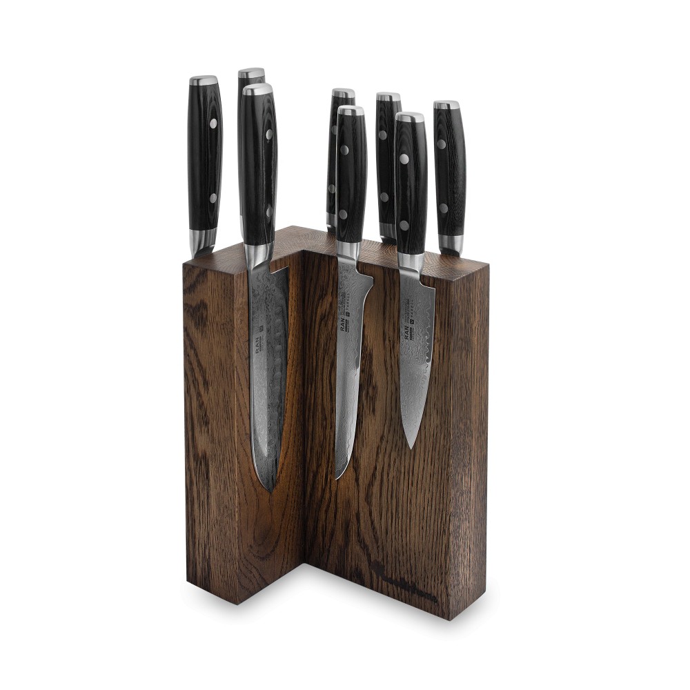 Набор из 8 кухонных ножей на подставке из дуба Yaxell YA/RAN-KS009SOB Набор из 8 кухонных ножей на подставке из дуба Yaxell YA/RAN-KS009SOB