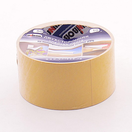 Двухсторонняя клейкая лента на полипропиленовой основе UNIBOB 50мм*10м Двухсторонняя клейкая лента на полипропиленовой основе UNIBOB 50мм*10м