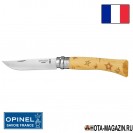 Складной нож с узором звёзд Opinel Nature 7VRI (ручка самшит), 8 см.