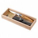 Складной филейный нож Opinel №10, нержавеющая сталь, оливковое дерево, чехол, деревянный футляр, 100 мм.